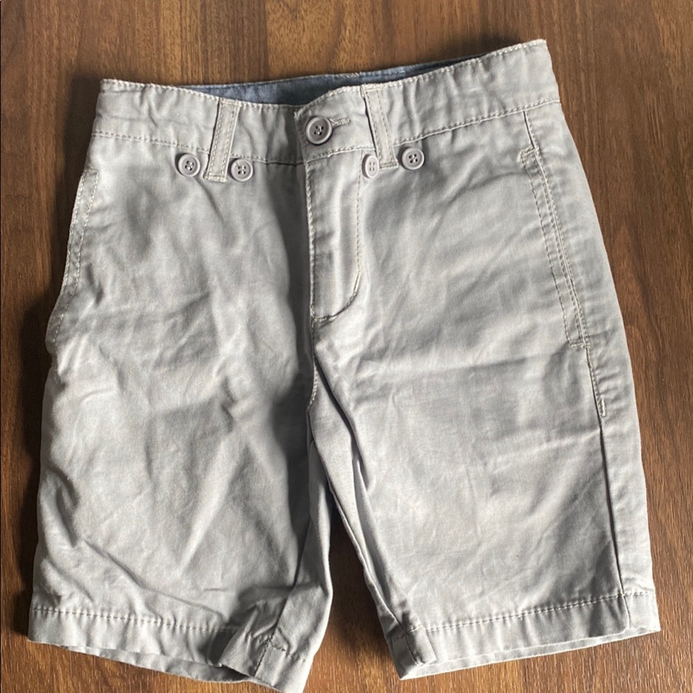 Gray Classic Bermuda Shorts with Textured Cotton Blend